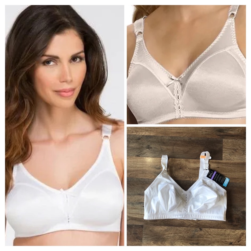 Bali NWT White classic support cool comfort fabric essential Bra 38DD